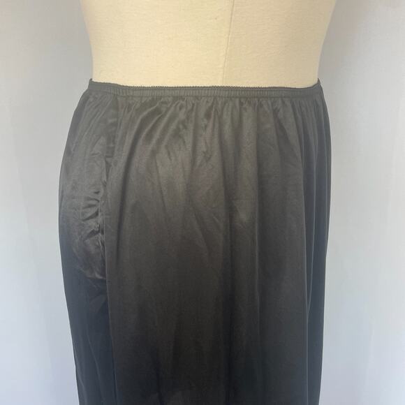 Half Slip Skirt Plus Size 26W 28W Black Satin Nylon Lace Trim Lingerie Layering - Picture 5 of 12